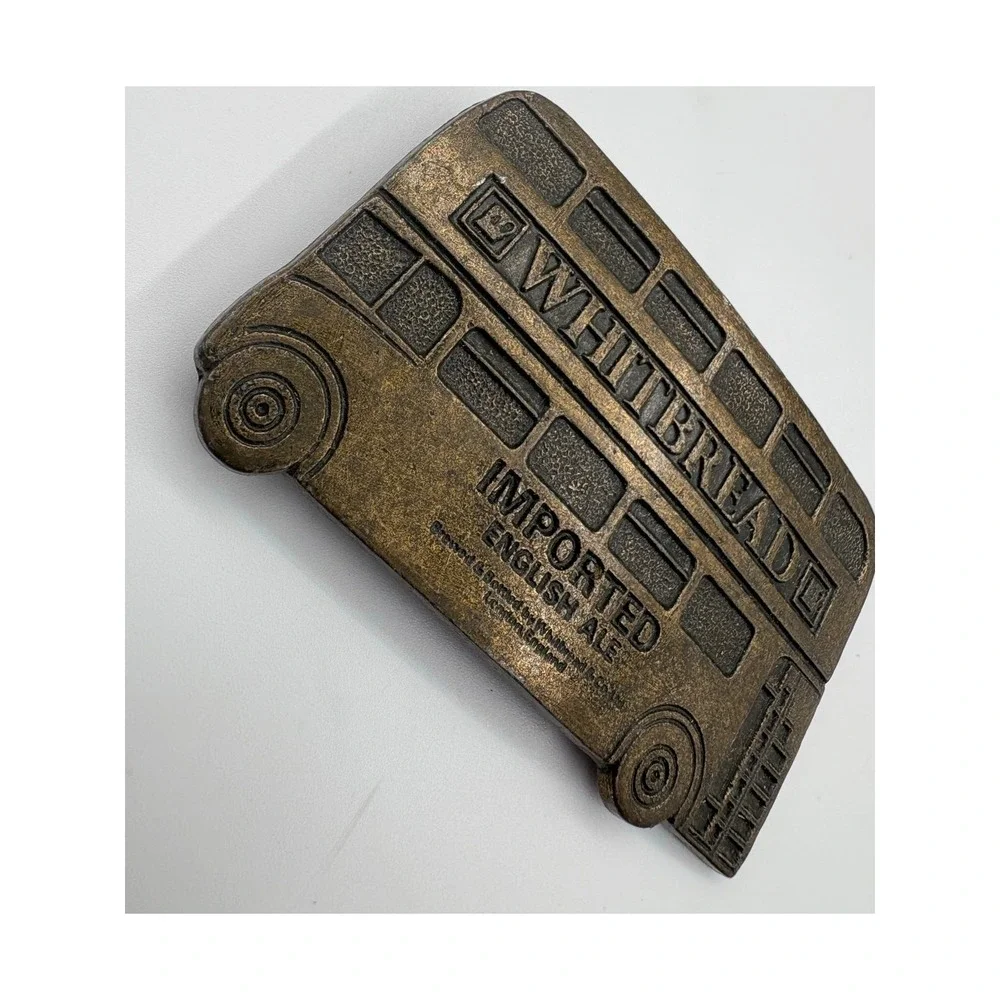 Vintage Whitbread English‎ Ale Double-Decker Bus Belt Buckle Rare Collectible